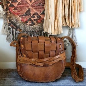 Vintage 70’s Handcrafted Leather Boho Saddle Bag